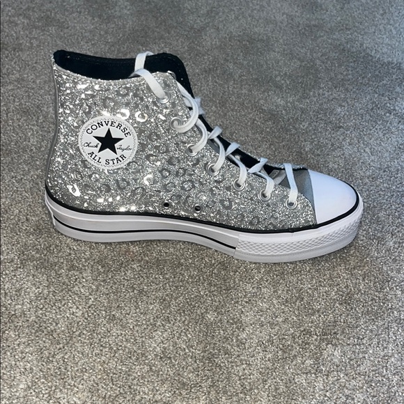 Converse Sparkling Silver High-Tops - Picture 2 of 5